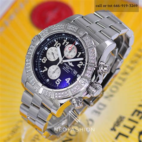 new breitling super avenger black steel watch|breitling super avenger diamond bezel.